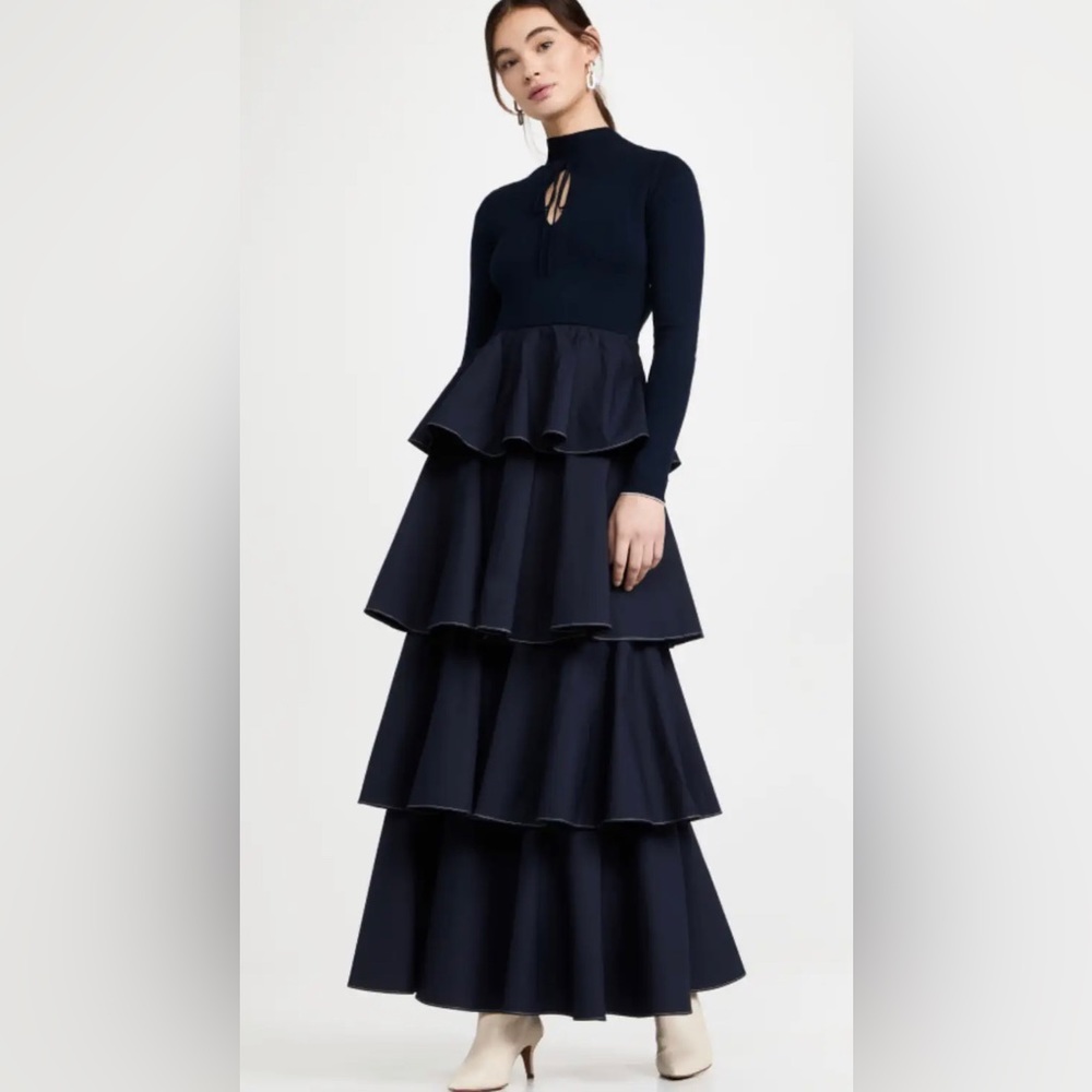 Something Navy - Keyhole ruffle dress - navy blue XS